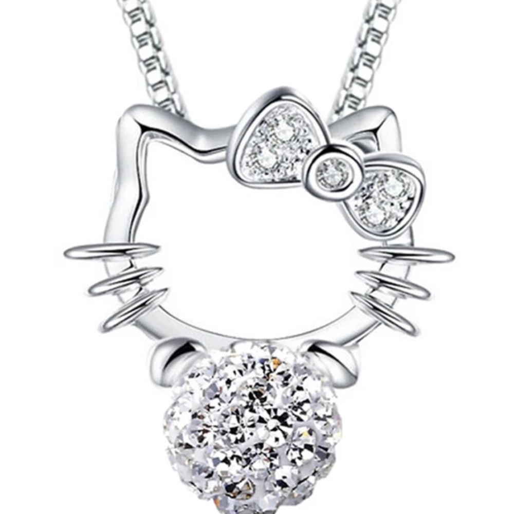 HELLO KITTY SILVER NECKLACE WITH ZIRCON STONE